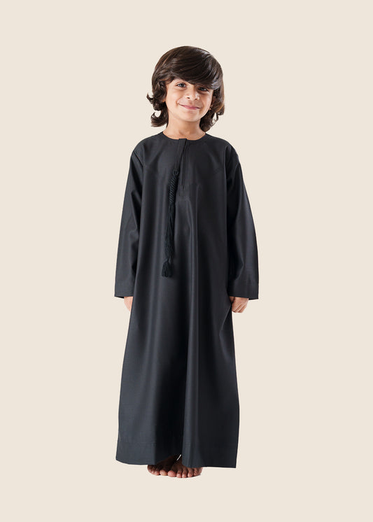 Classic Emarati Black Thobe - Kids