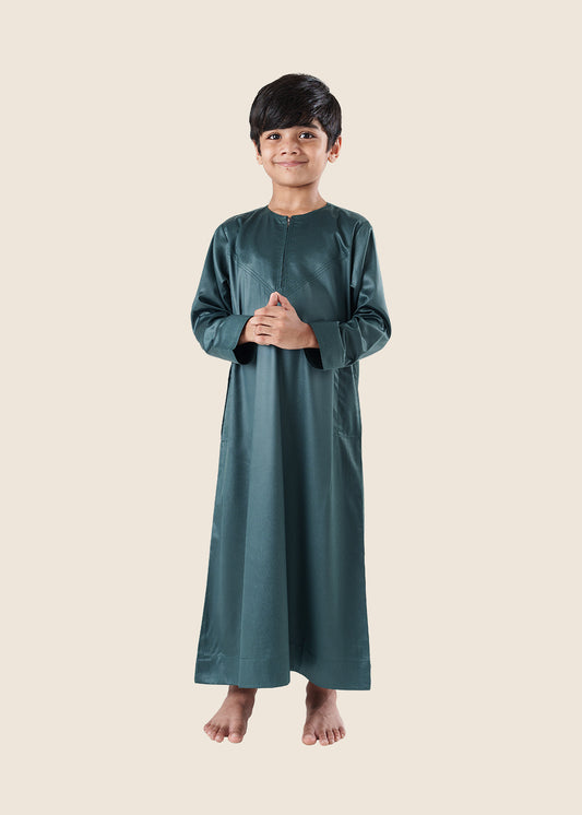 Dazzling Omani Bottle Green Thobe - Boys