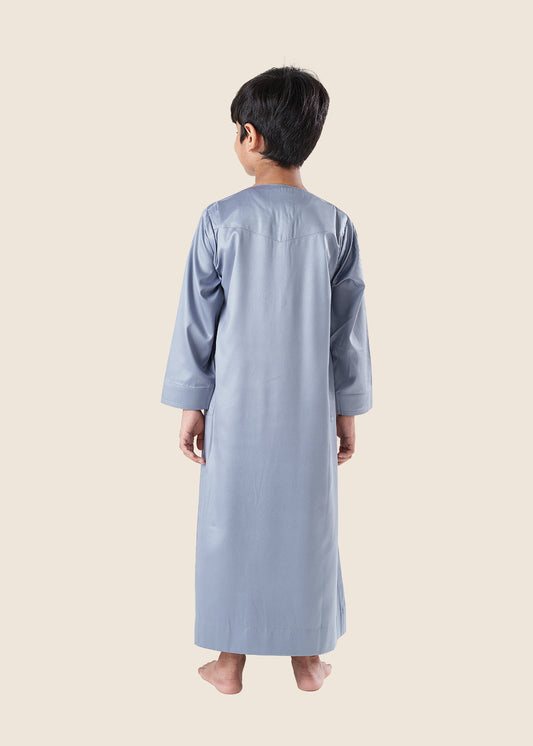 Dazzling Omani Light Grey Thobe - Boys