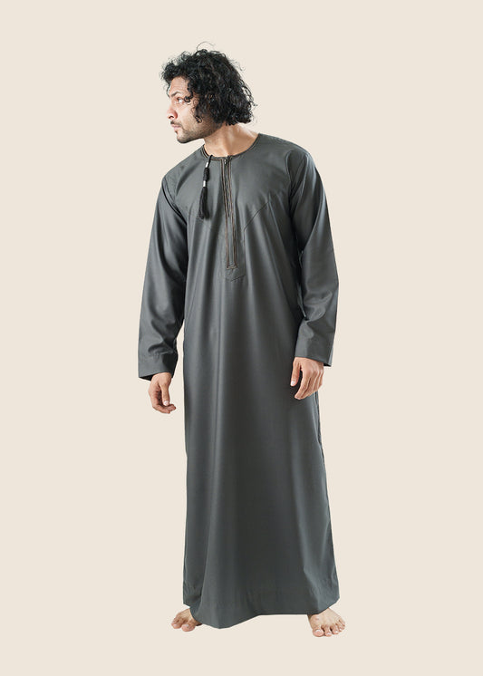 Crown Omani Charcoal Thobe - Men