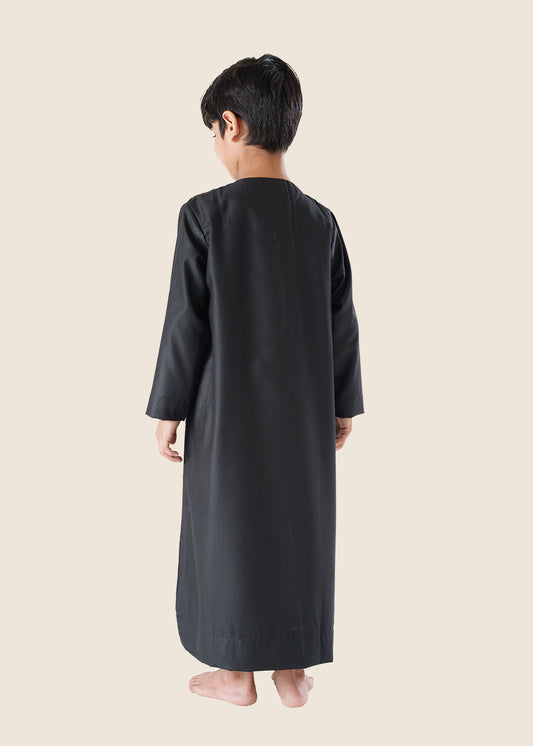 Crown Omani Black Thobe - Kids