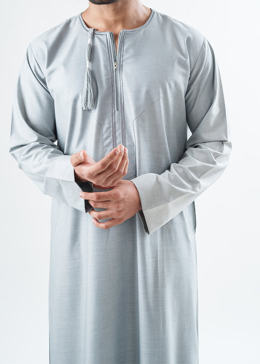 Crown Omani Light Grey Thobe - Men