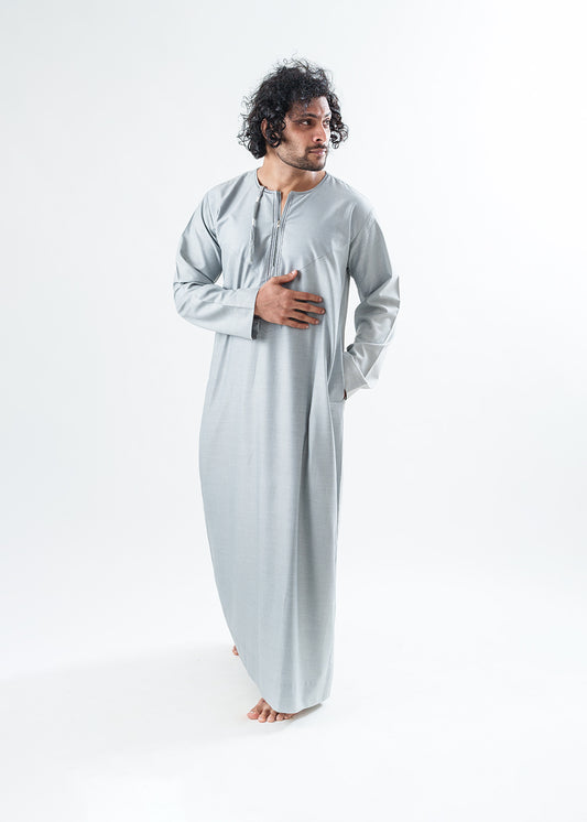 Crown Omani Light Grey Thobe - Men