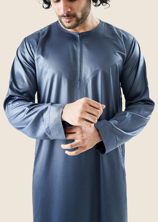 Dazzling Omani Charcoal Grey Thobe - Men