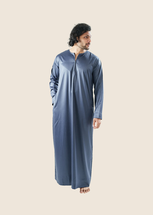 Dazzling Omani Charcoal Grey Thobe - Men