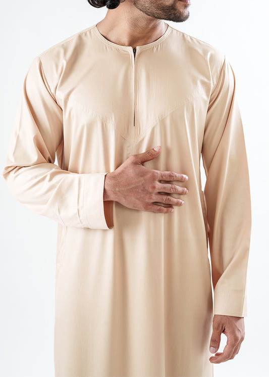 Dazzling Omani Light Gold Thobe - Men