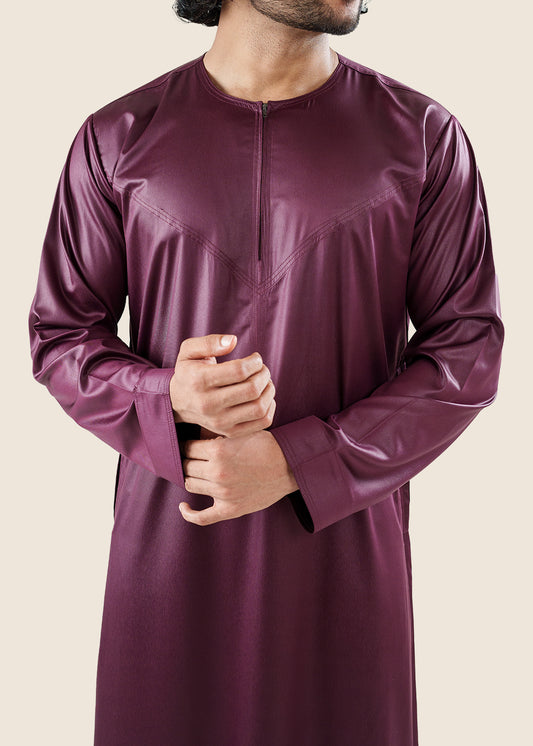 Dazzling Omani Maroon Thobe - Men