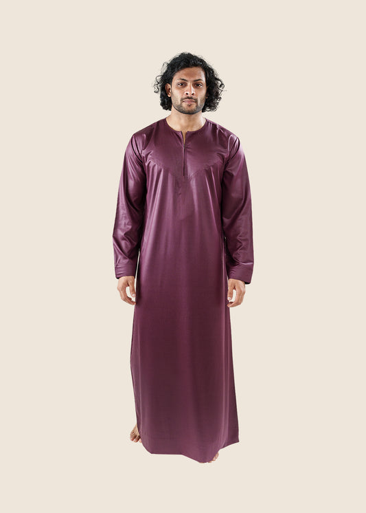 Dazzling Omani Maroon Thobe - Men