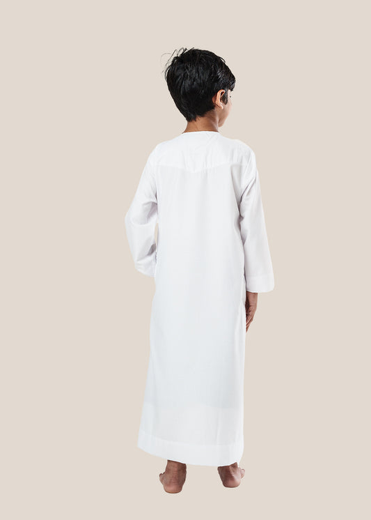 Crown Omani White Thobe - Kids