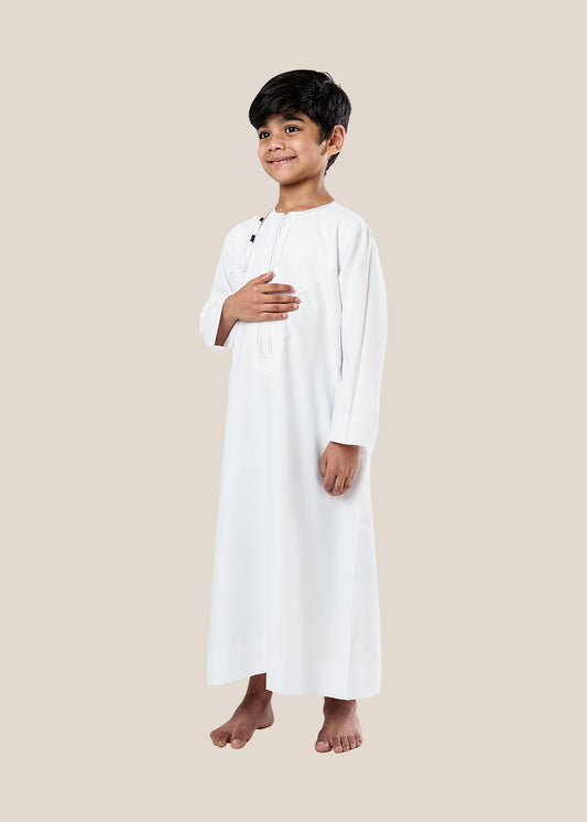 Crown Omani White Thobe - Kids