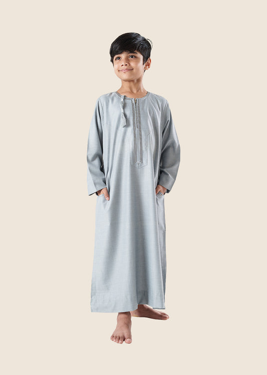 Crown Omani Light Grey Thobe - Boys