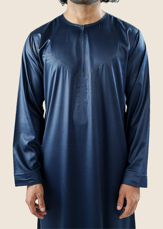 Dazzling Omani Navy Blue Thobe - Men