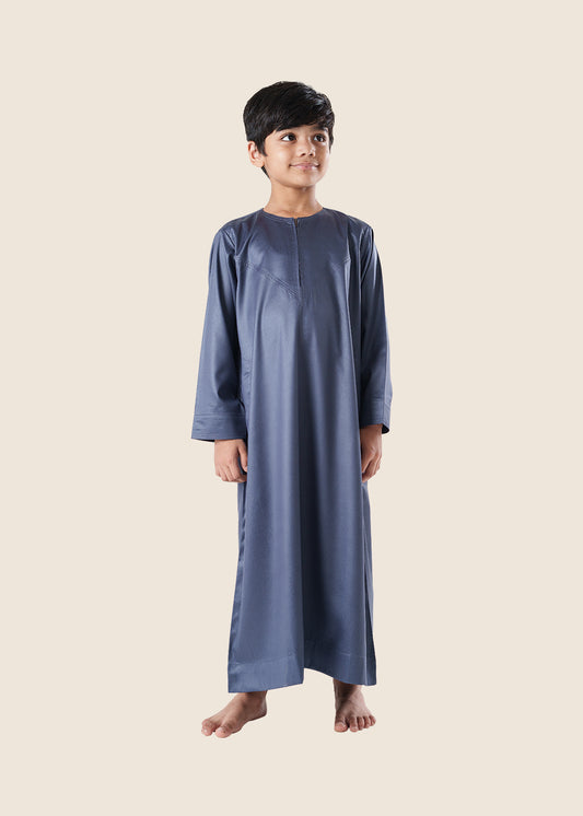 Dazzling Omani Charcoal Grey Thobe - Boys