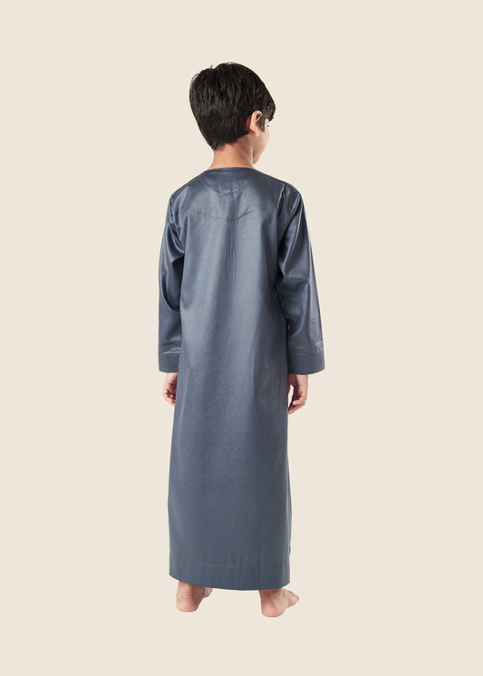 Dazzling Omani Charcoal Grey Thobe - Boys