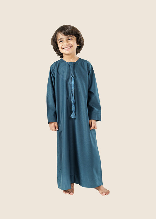 Classic Emarati Bluish Green Thobe - Kids