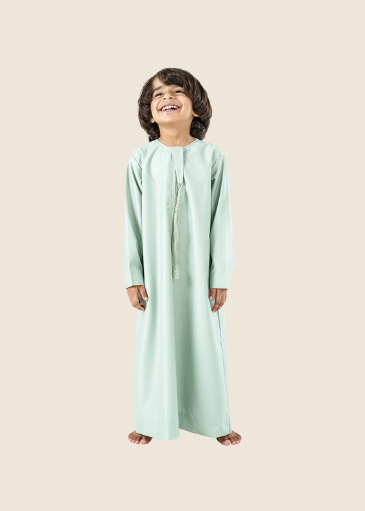 Classic Emarati Sage Green Thobe - Kids