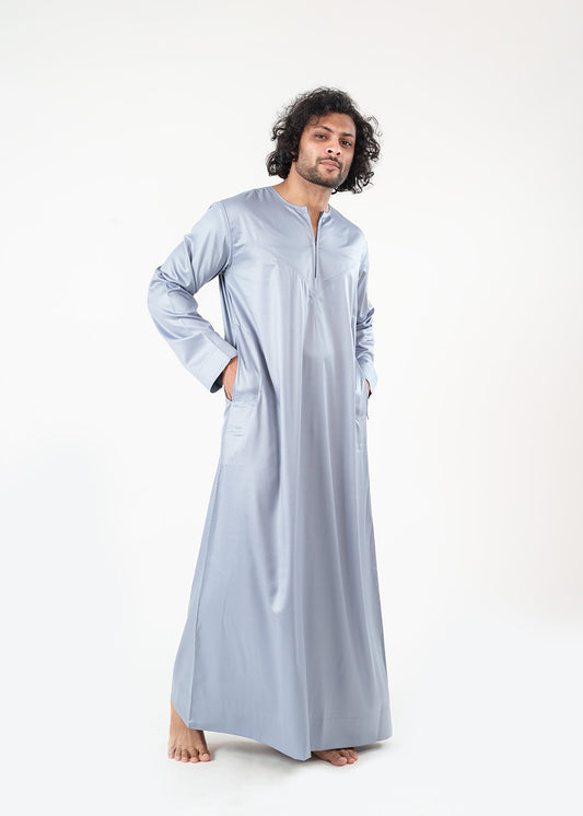 Dazzling Omani Light Grey Thobe - Men