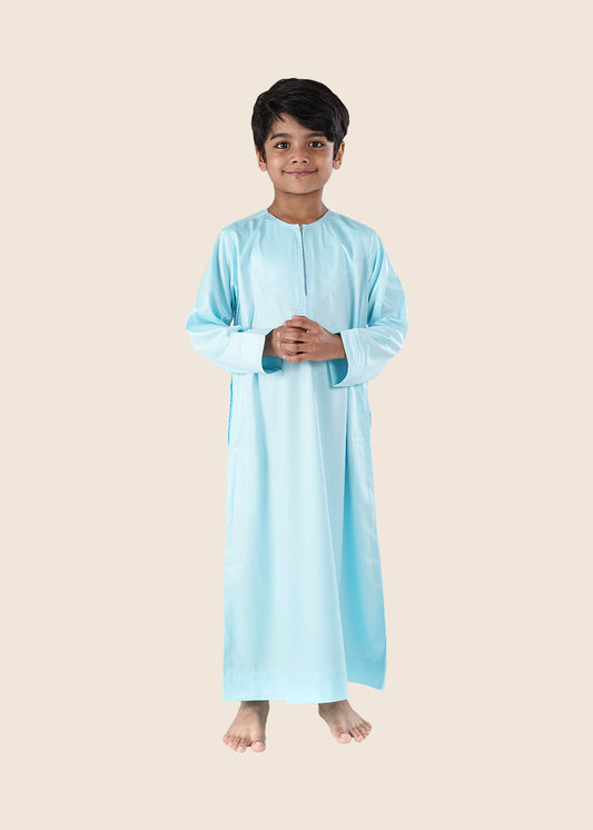 Dazzling Omani Sea Blue Thobe - Boys