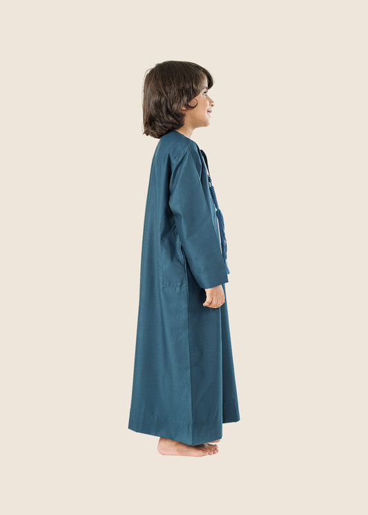 Classic Emarati Bluish Green Thobe - Kids