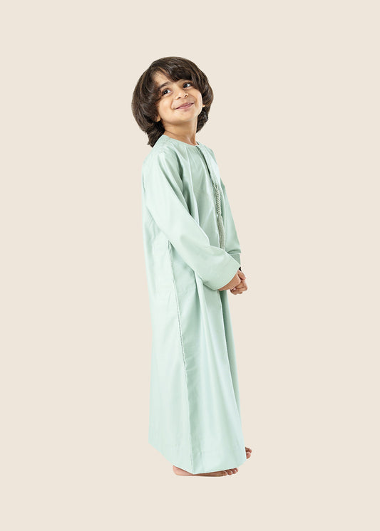 Classic Emarati Sage Green Thobe - Kids